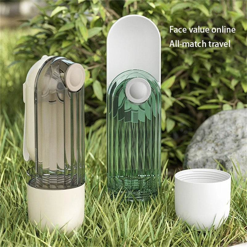 2 In 1 Pet Water Cup Segment Design Green Dog Walking Portable Drinking Cup Dog Feeding Supplies Pet Supplies Dog Walkin
