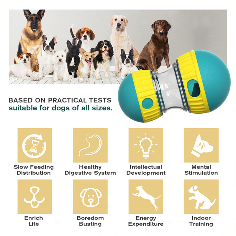 Food Dispensing Dog Toy Tumbler Leaky Food Ball Puzzle Toys Interactive Slowly Feeding Protect Stomach Increase Intellig