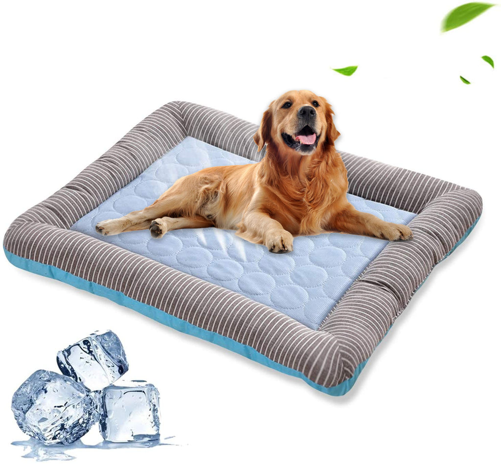 Pet Cooling Pad Bed For Dogs Cats Puppy Kitten Cool Mat Pet Blanket Ice Silk Material Soft For Summer Sleeping Blue Brea