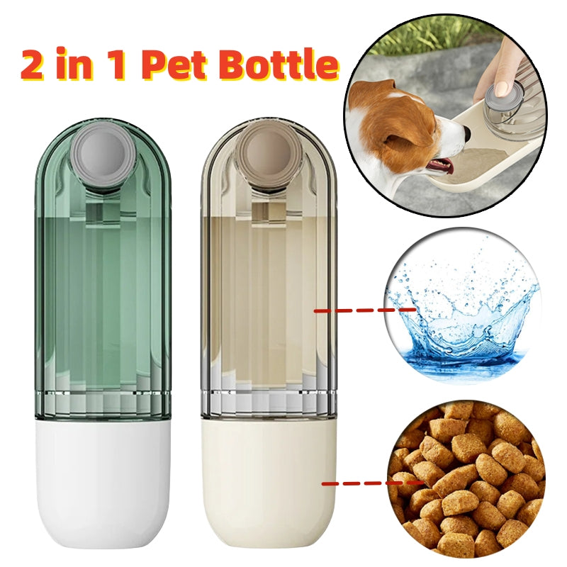 2 In 1 Pet Water Cup Segment Design Green Dog Walking Portable Drinking Cup Dog Feeding Supplies Pet Supplies Dog Walkin