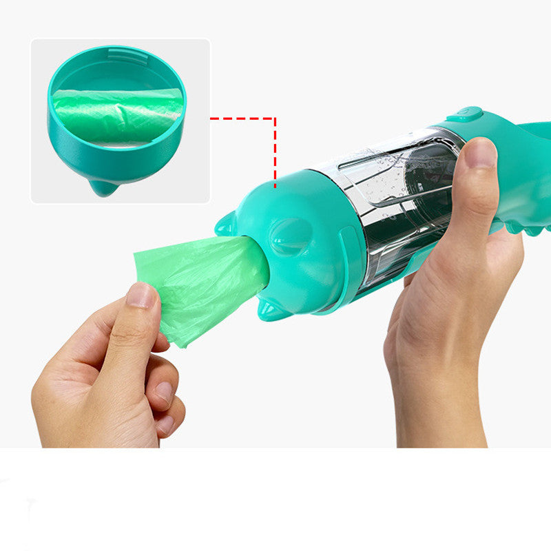 Pet Water Bottle Feeder Bowl Garbage Bag Storage Portable Pet Outdoor Travel 3 In 1 Dog Water Bottle