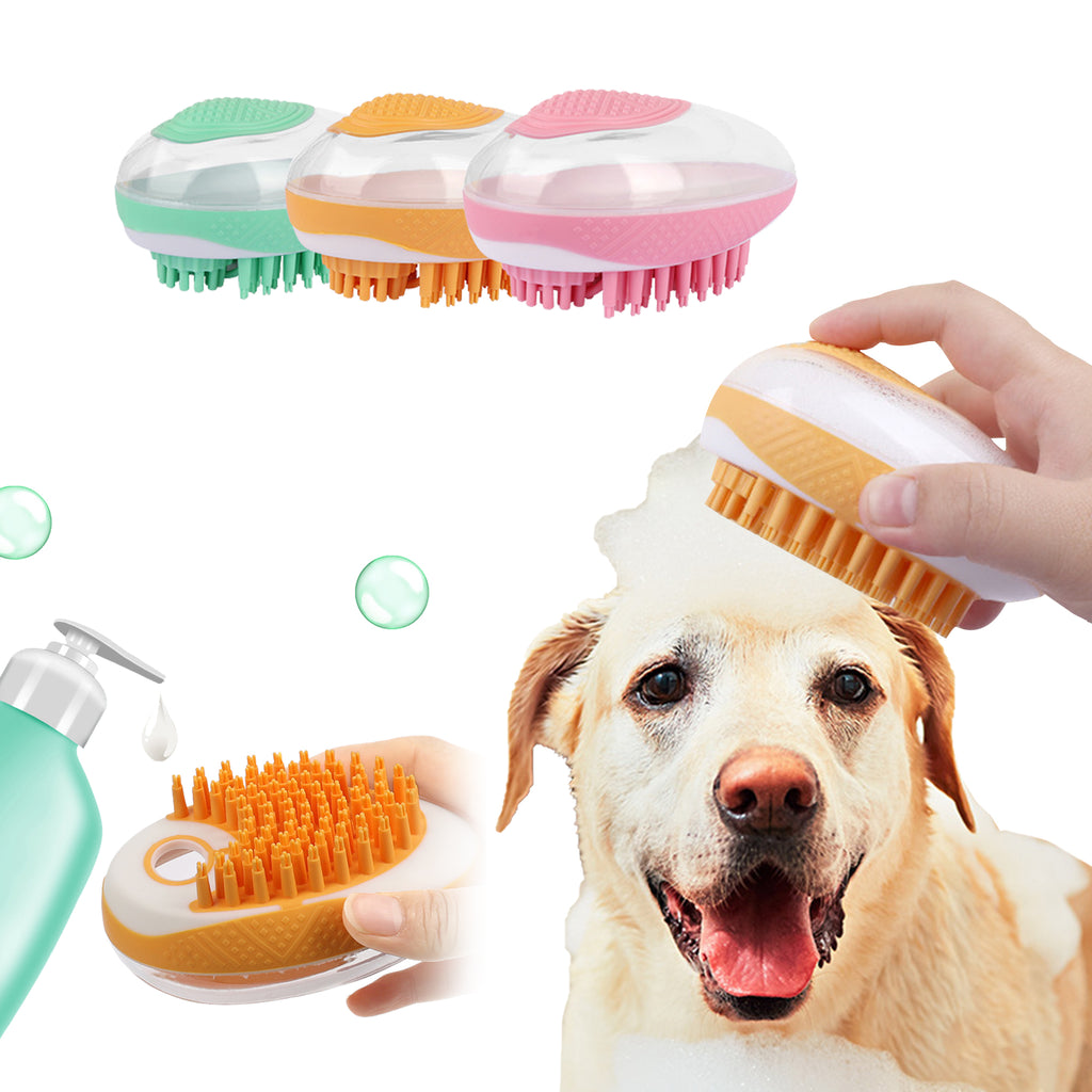 Dog Cat Bath Brush 2-in-1 Pet SPA Massage Comb Soft Silicone Pets Shower Hair Grooming Cmob Dog Cleaning Tool Pet Produc
